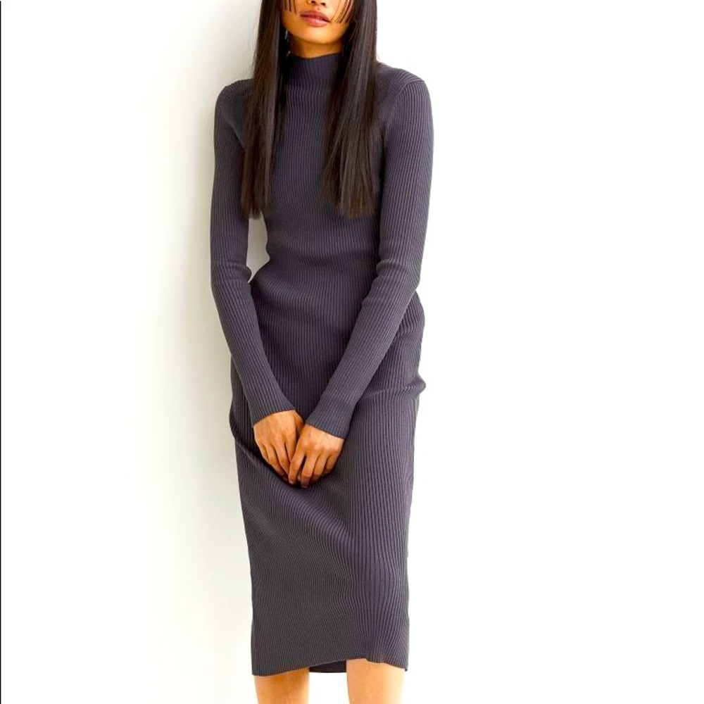 H&M Ribbed Mock-Neck Dress